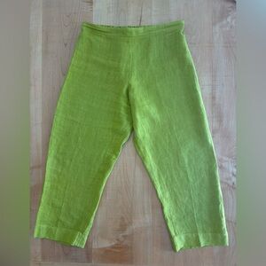 Bryn Walker green 100% Linen Pants cropped wide leg made In USA medium